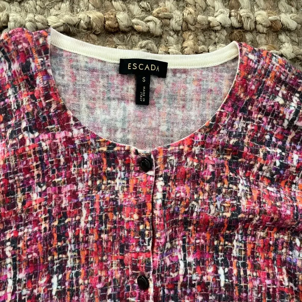 Escada 100% Virgin Wool Twin Set Cardigan Sweater S Made in Italy Multicolor
